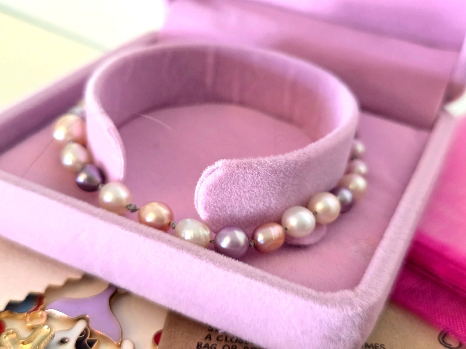Genuine Baroque Pearl Anklet Multi Coloured 9.25 inches 100% Silk Thread Knotted