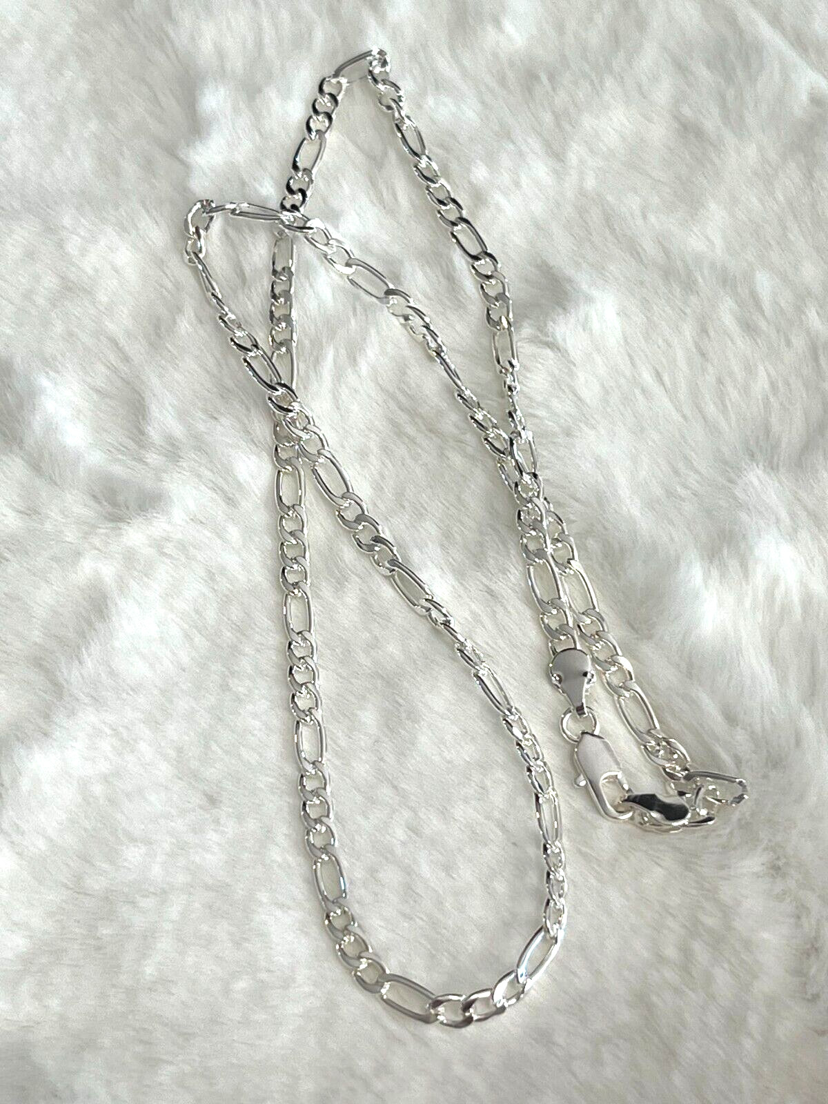 Super Nice 925 Silver Plated Figaro Chain Necklace 4mm 22″ Fast Free Shipping