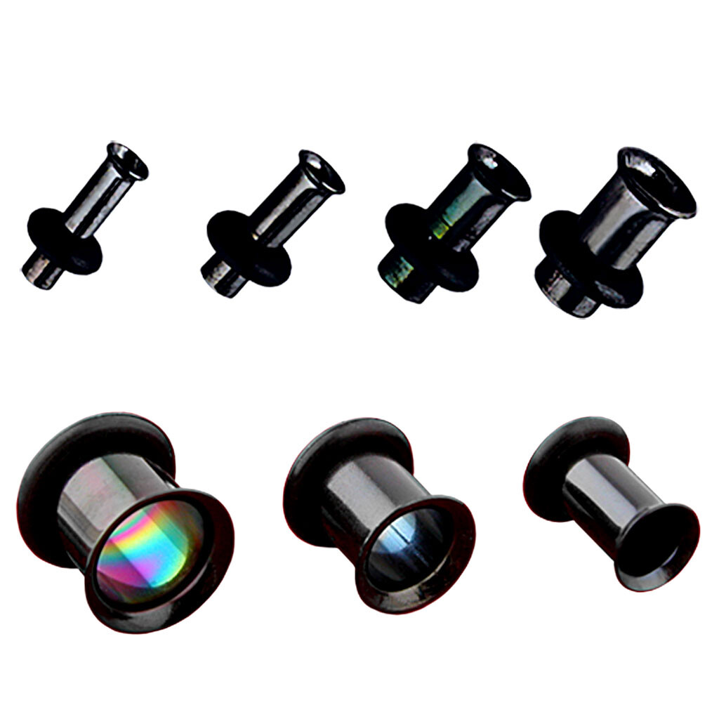 Pair of Titanium Anodized Single Flare Ear Plugs Tunnels Earlets Gauges E334