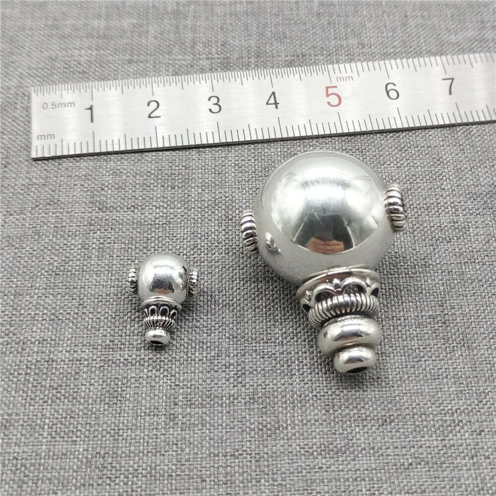 925 Sterling Silver Plain Guru Bead Prayer Mala 6mm 8mm 10mm 12mm 14mm 16mm 18mm