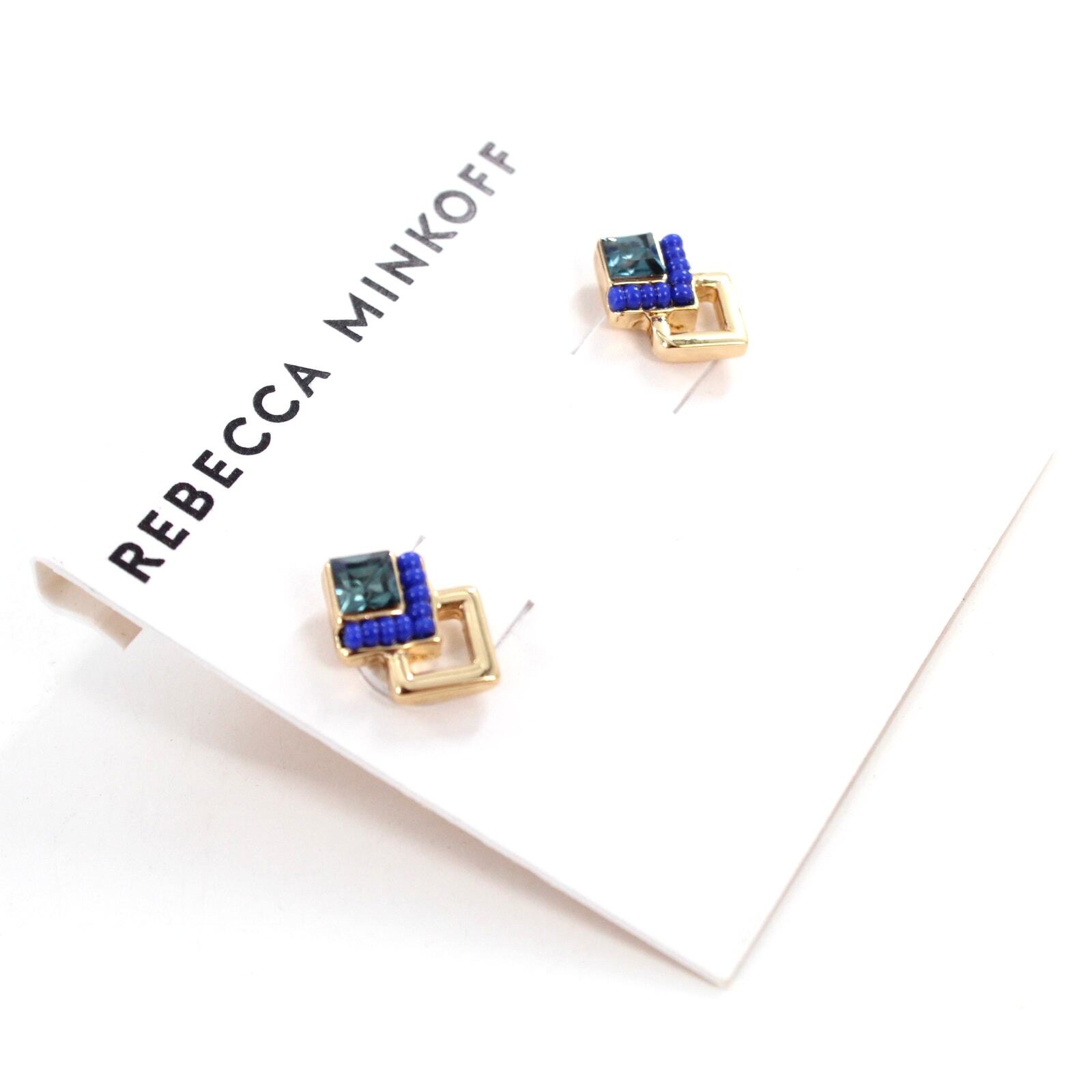 Rebecca Minkoff Gold Crystal Bead Stud Earrings $38 Tags #RM060