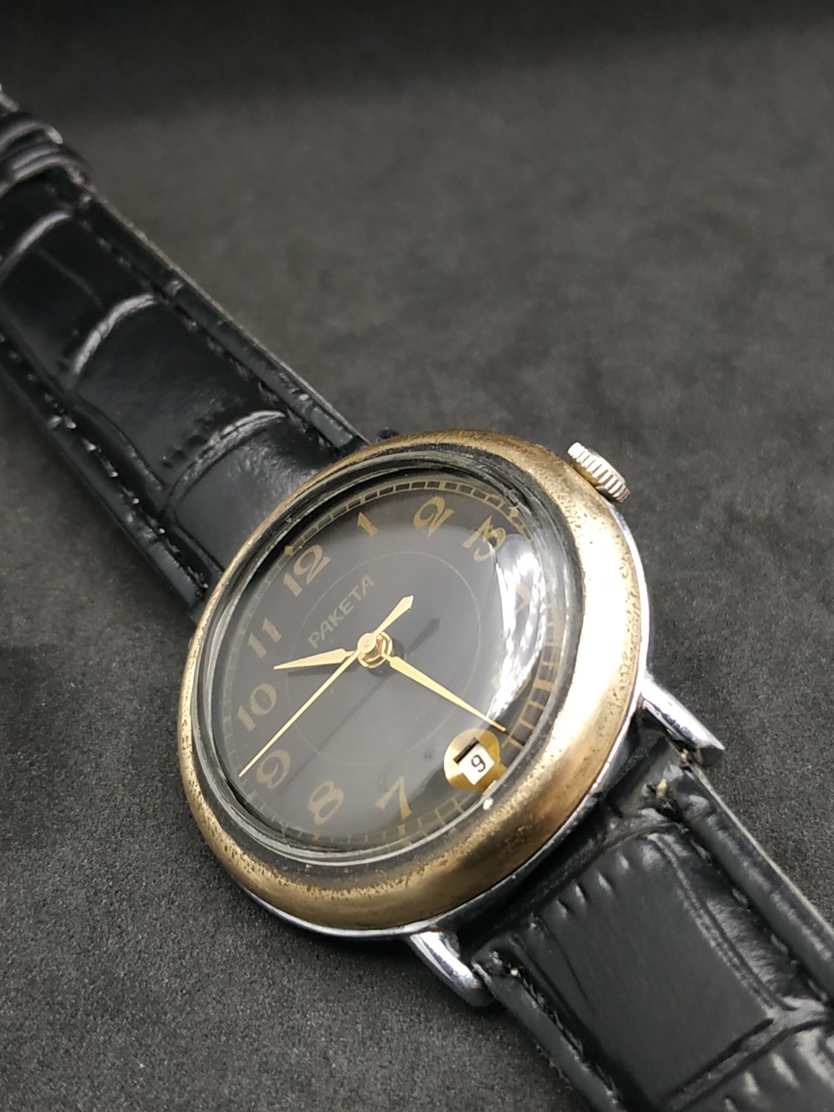 Men’s Dress Vintage USSR Watch Raketa Mechanical 2628.H Black Dial Retro Soviet
