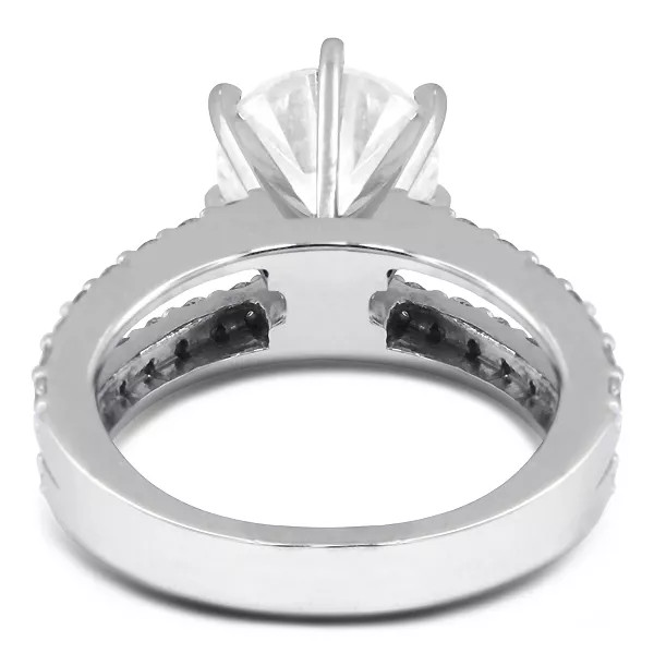 Side Stone Engagement Ring Solid 18K Gold 1.26 Carat Round Natural Diamond H VS2