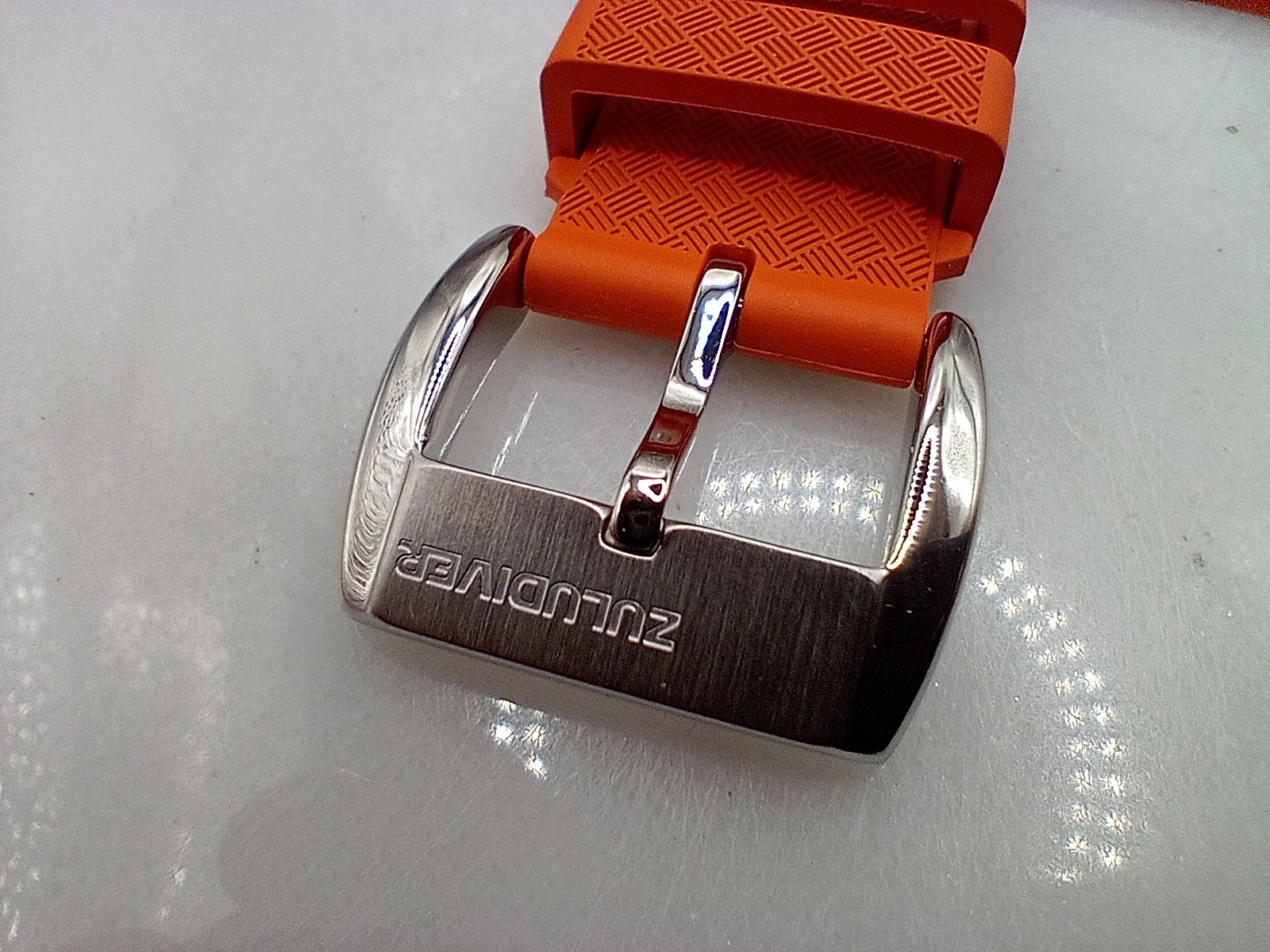 New 20mm Watchgecko Zuludiver HNBR Rubber Watch Strap Orange Quick Release 6B361