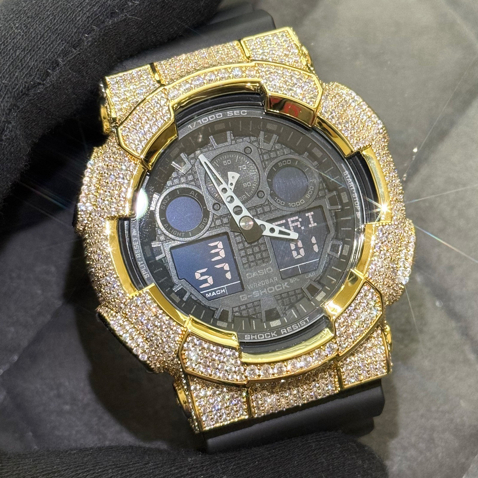 Authentic Gold 6.58 CTW Iced Out Casio G Shock Watch GA-100