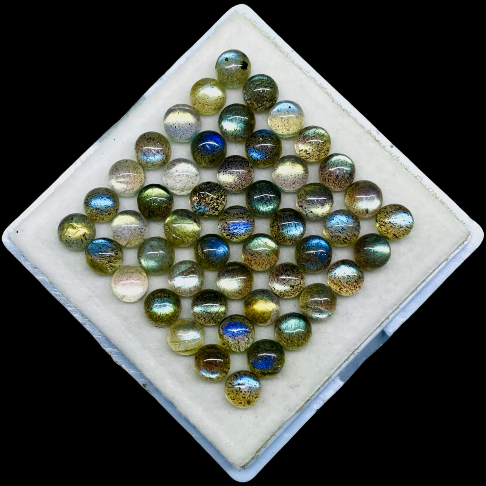 50 Pcs Natural Labradorite 5mm Round Top Quality Loose Cabochon Gemstones Lot