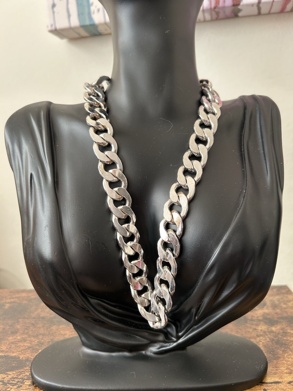 Etc! Silver Tone Flat Curb Chain 16” Long With 3” Extender