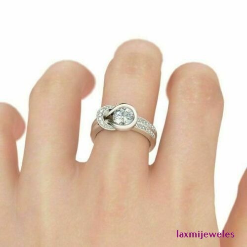 2Ct Round Cut Lab Created Diamond Ring Love Knot Promise Anniversary 14K Gold FN