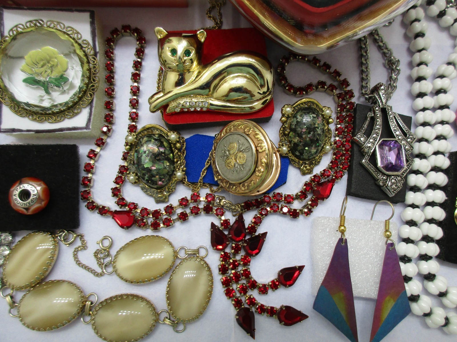 Vtg-Now Jewelry Lot Locket Cameo Heart Box AUSTRIA MONET PANDORA 925 +s/signed