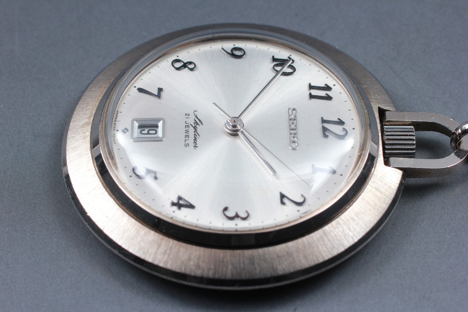 Vintage 1974 N MINT Seiko Skyliner 6102-0010 21J PDP Mens Pocket Watch JAPAN