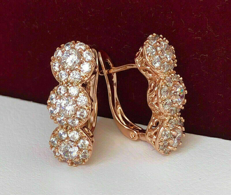 3.00Ct Lab Created Round Diamond Halo Wedding Stud Earrings 14K Rose Gold Over