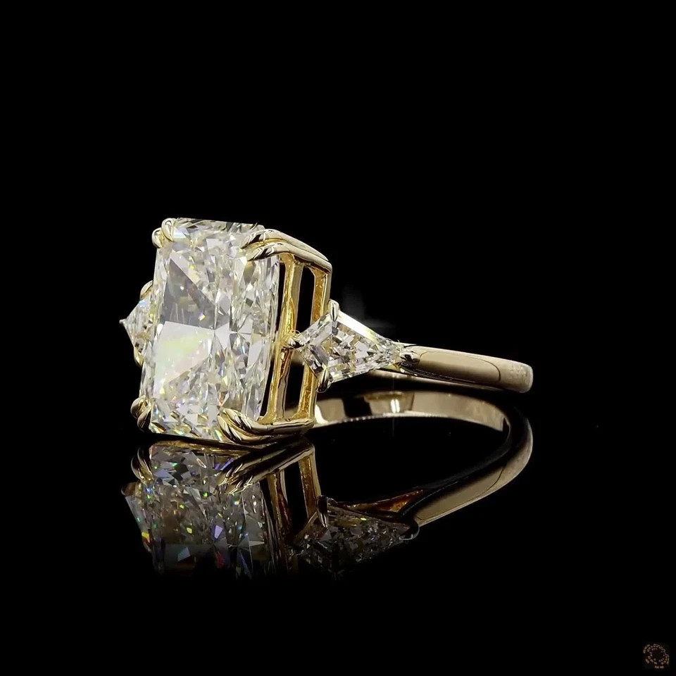 IGI 3 Ct Radiant Lab Grown EF/VS1 Diamond Women Engagement Ring 14K Yellow Gold