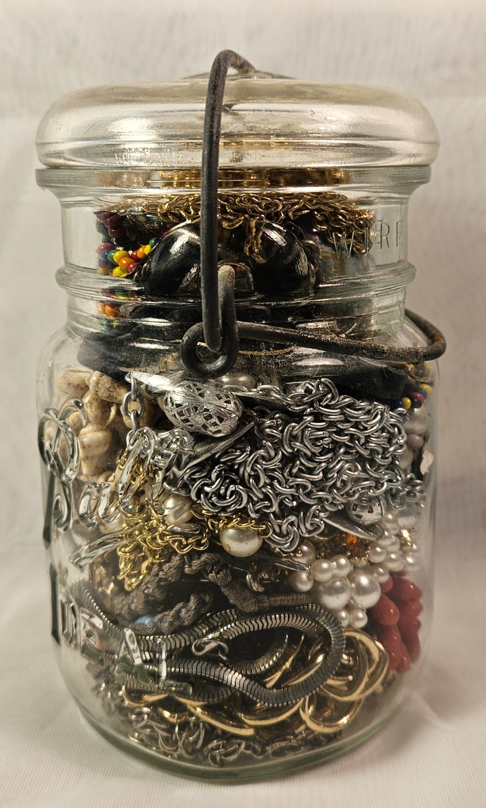 Vintage Ball Ideal Jar with #23 Lid Filled with Jewelry