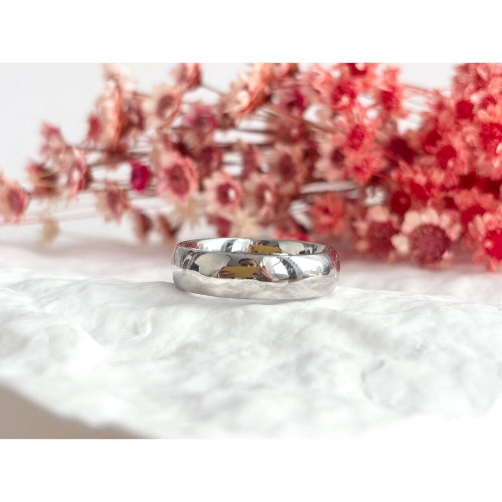 Pure Stainless Steel Unisex Band Minimalist Vintage Ring – sz 10