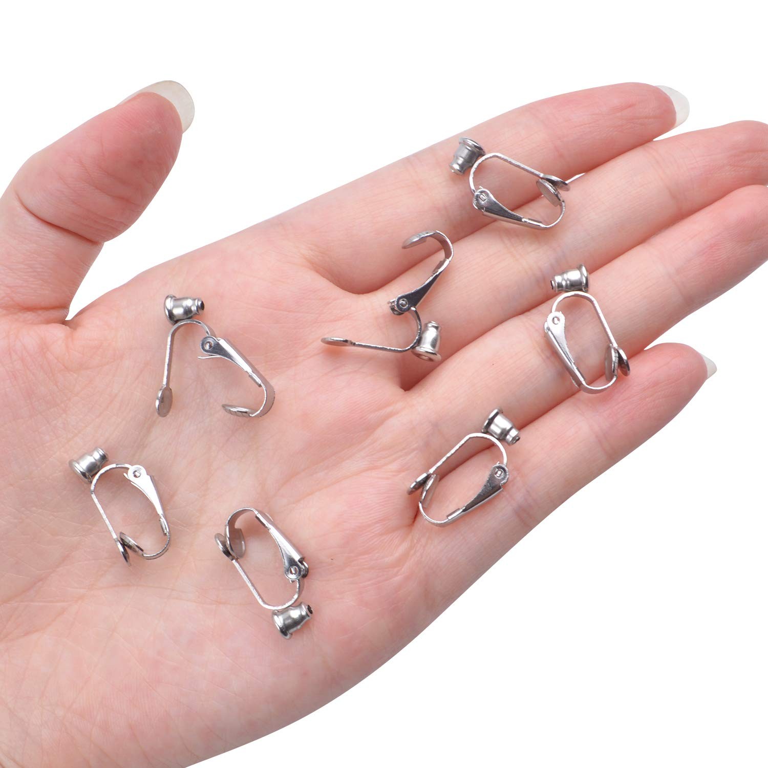 20 Pieces (10 Pairs) Stainless Steel Clip-on Earrings Converter Components wi…