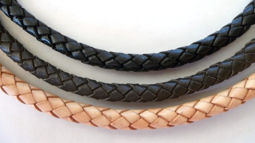 6mm Gold Tone Leather Braided Bolo Necklace Black, Brown, Natural – 1/4 inch