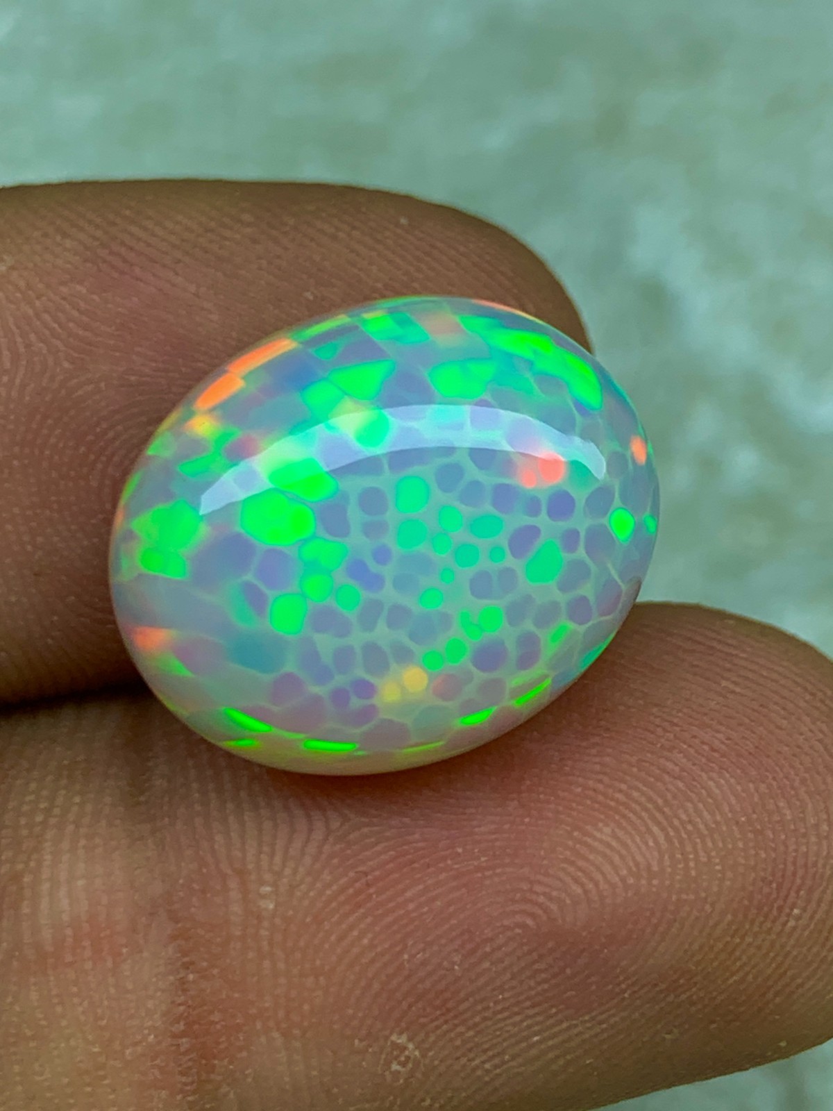 Perfect Honeycomb 12.90crt Natural Ethiopian Welo Opal Oval Cabochon Loose Gem