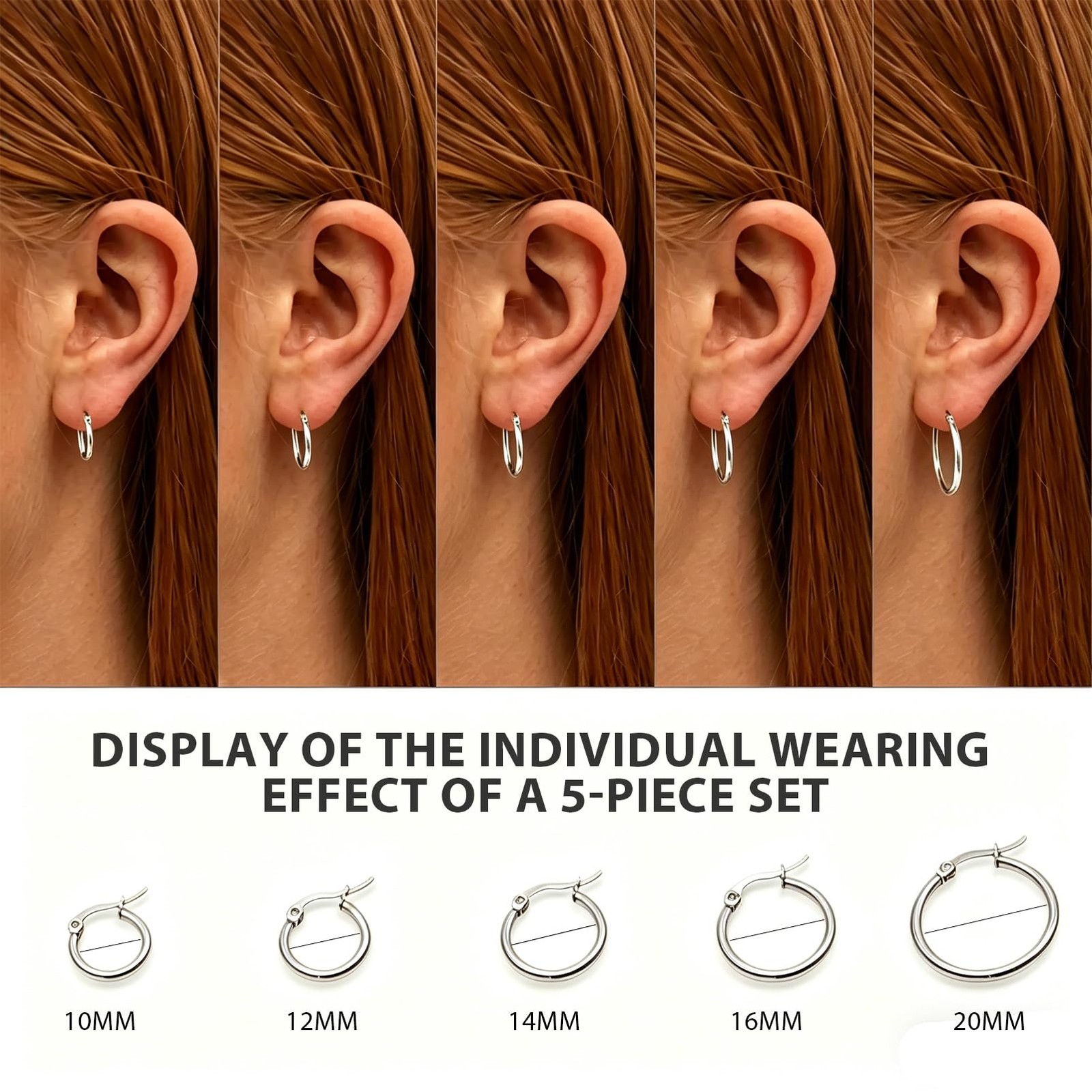 5 Pairs Surgical Huggie Hoop Earrings Set for Women, Small Silver 316L Stainl…