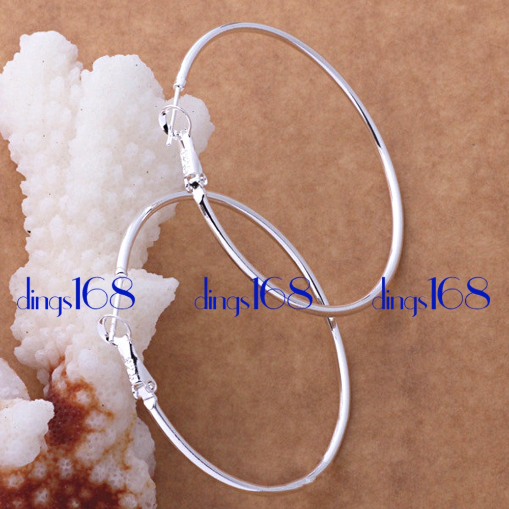 925 Sterling Silver HypoAllergenic 100mm Very Large Thin Tube Hoop Earrings E2F