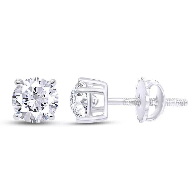 0.2 – 4Ct Diamond Screw Back Studs 14k Gold Earrings Lab Grown (DEF/VVS-VS)