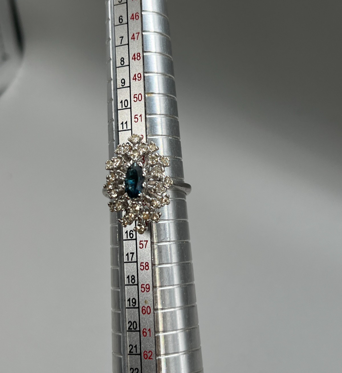 18kt Gold Filled Silver tone cubic zirconia Sapphire Marquise Stones ring Size 7