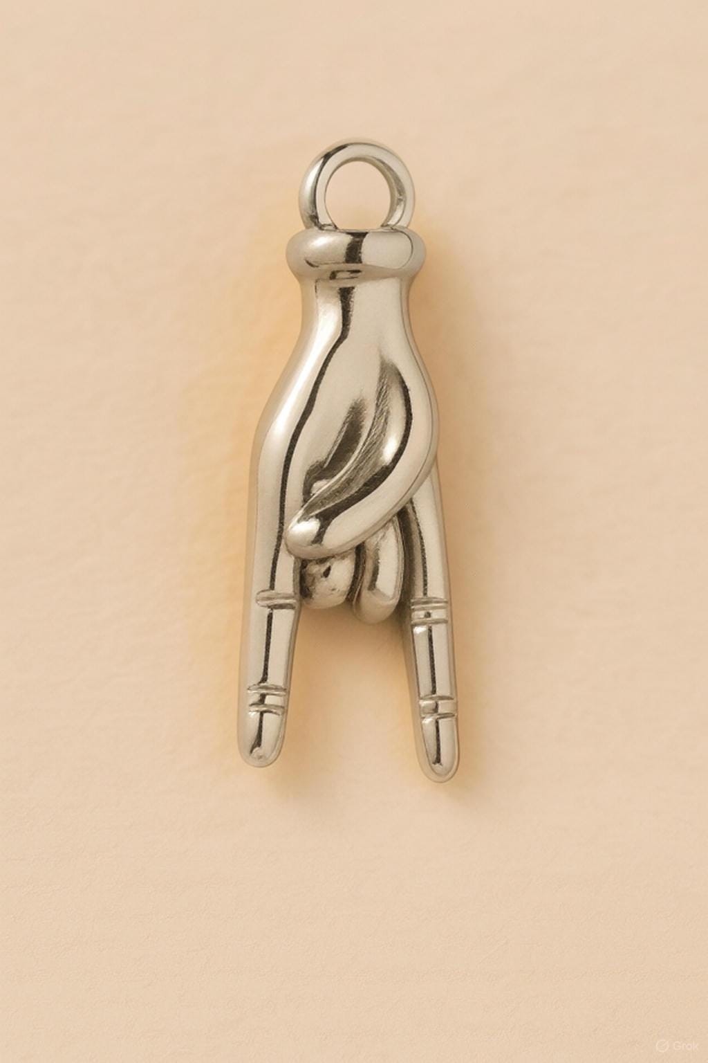 Mano Cornuto Charm, Horn Hand Pendant, Rock N Roll Hand Necklace Stainless Steel