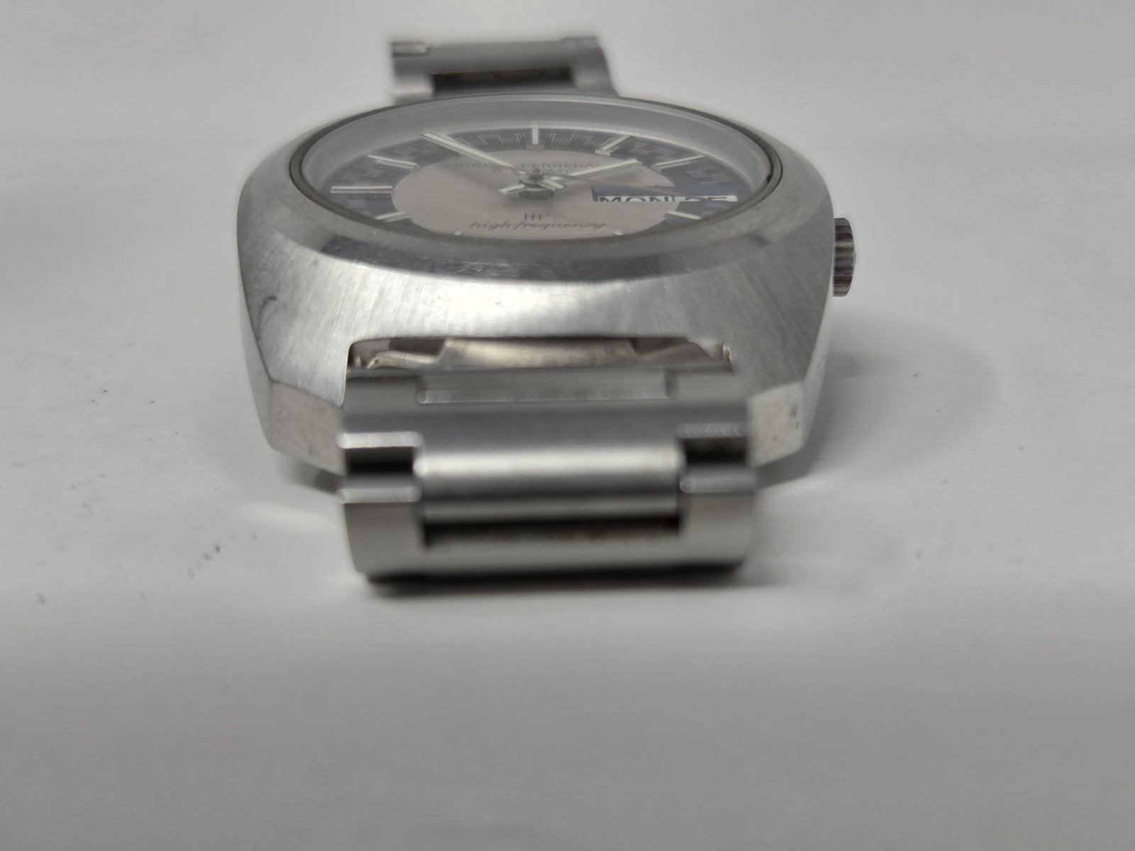 Vintage Girard-Perregaux Gyromatic High Frequency Blue Racing Dial Watch 1970s