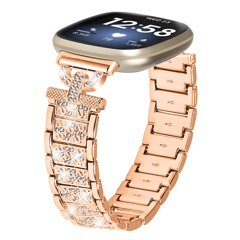 Stylish Bling Bracelet Stainless Steel Band Strap For Fitbit Versa 3/4 Sense 2