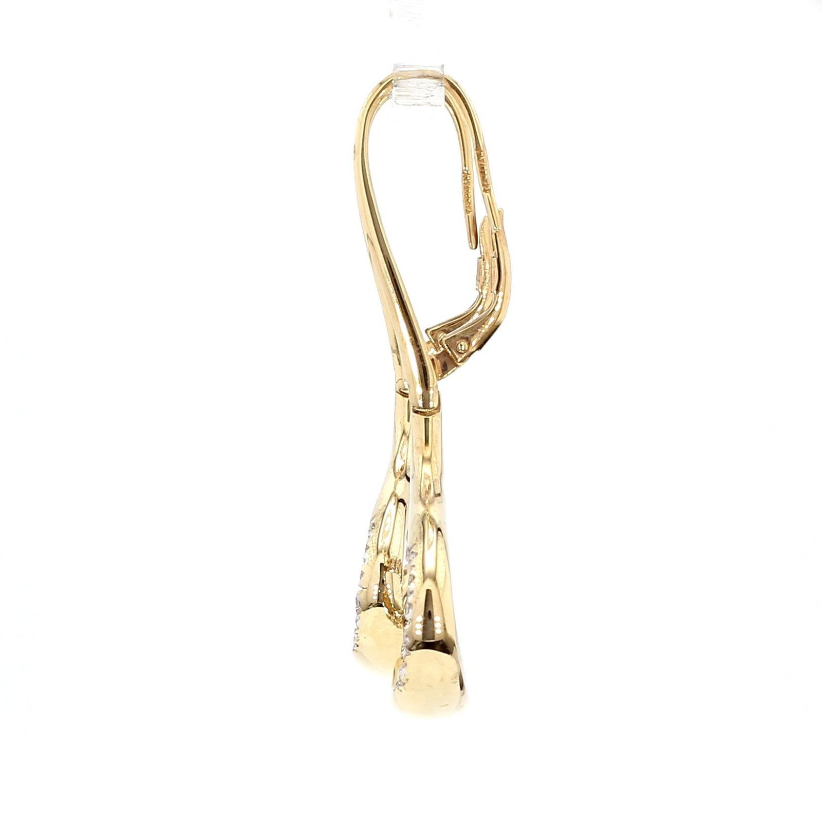 14K Gold Wide Open Oval Drop Diamond Wire Clip Earring – Made in Italy