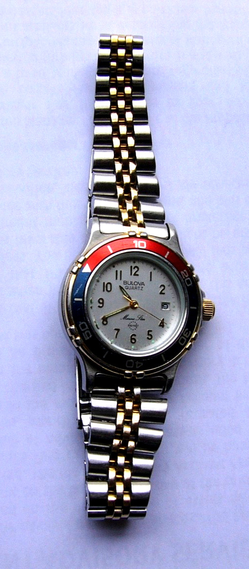 Bulova Watch Womens Marine Star 100 New Battery 90G12 P Vintage Runs Great