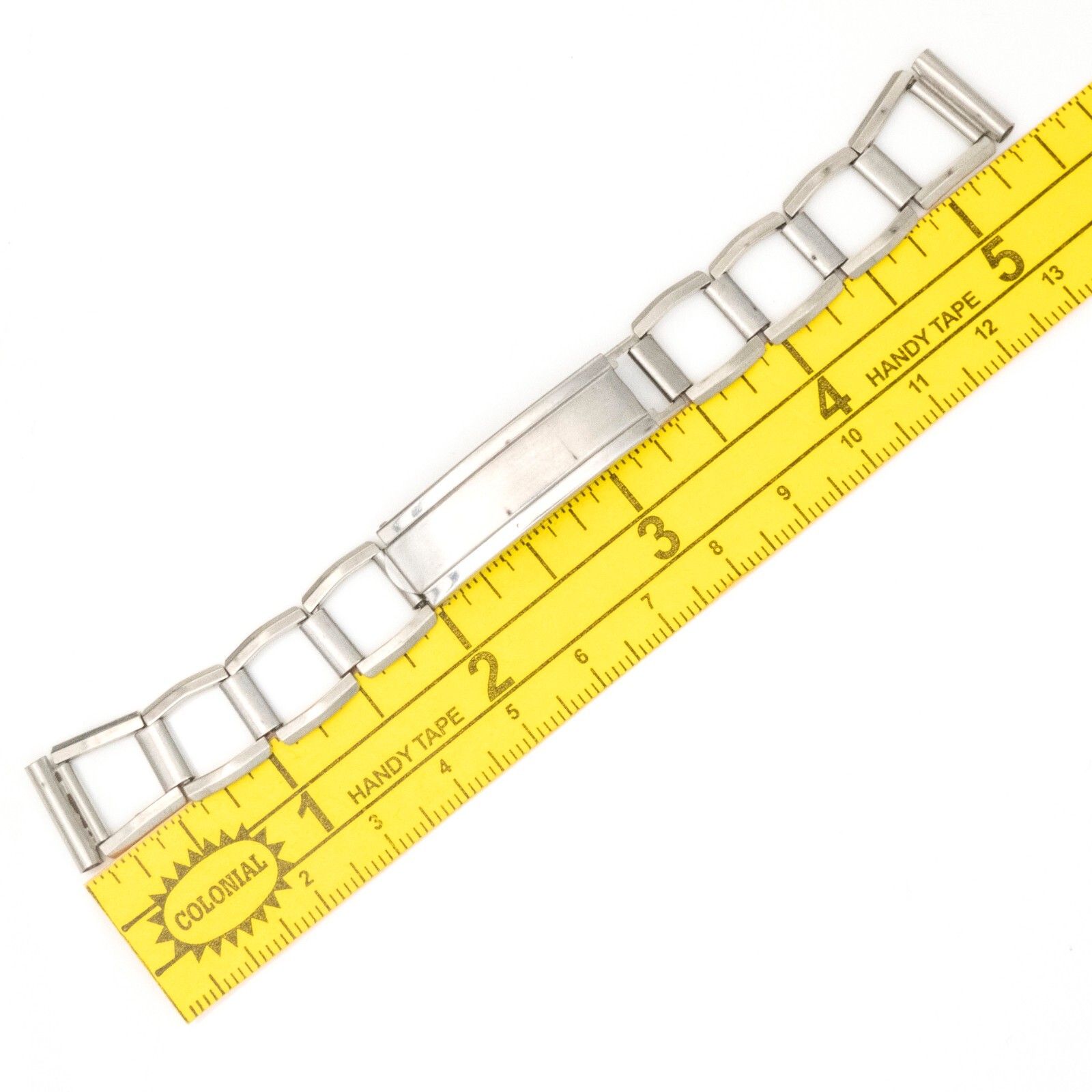 Vintage Saber 13.9 mm stainless steel open link watch bracelet w/trifold clasp