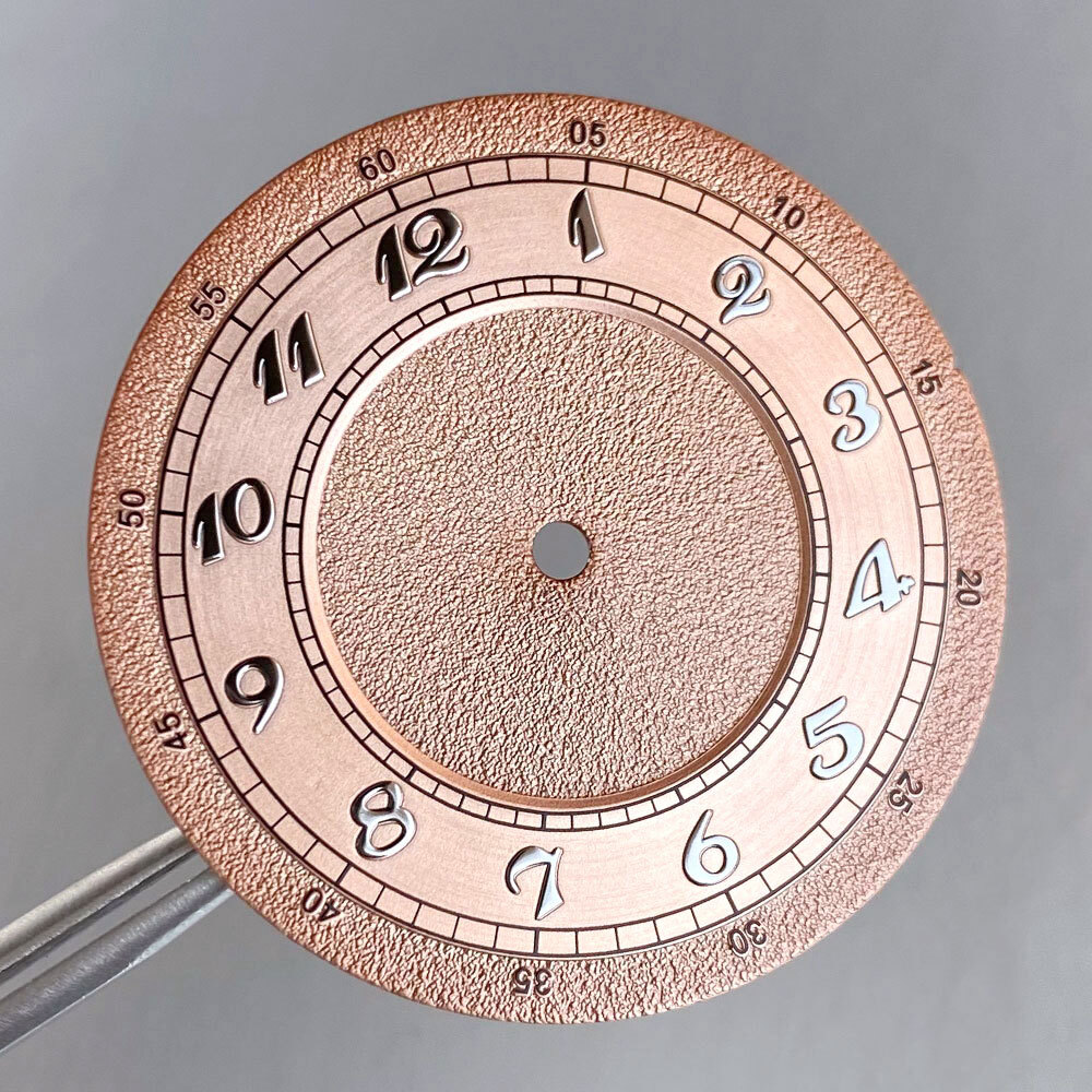 Brown Silver Watch Dial 33.5mm Blue Arabic Numerals Hand Set Fit NH35 NH36 NH38