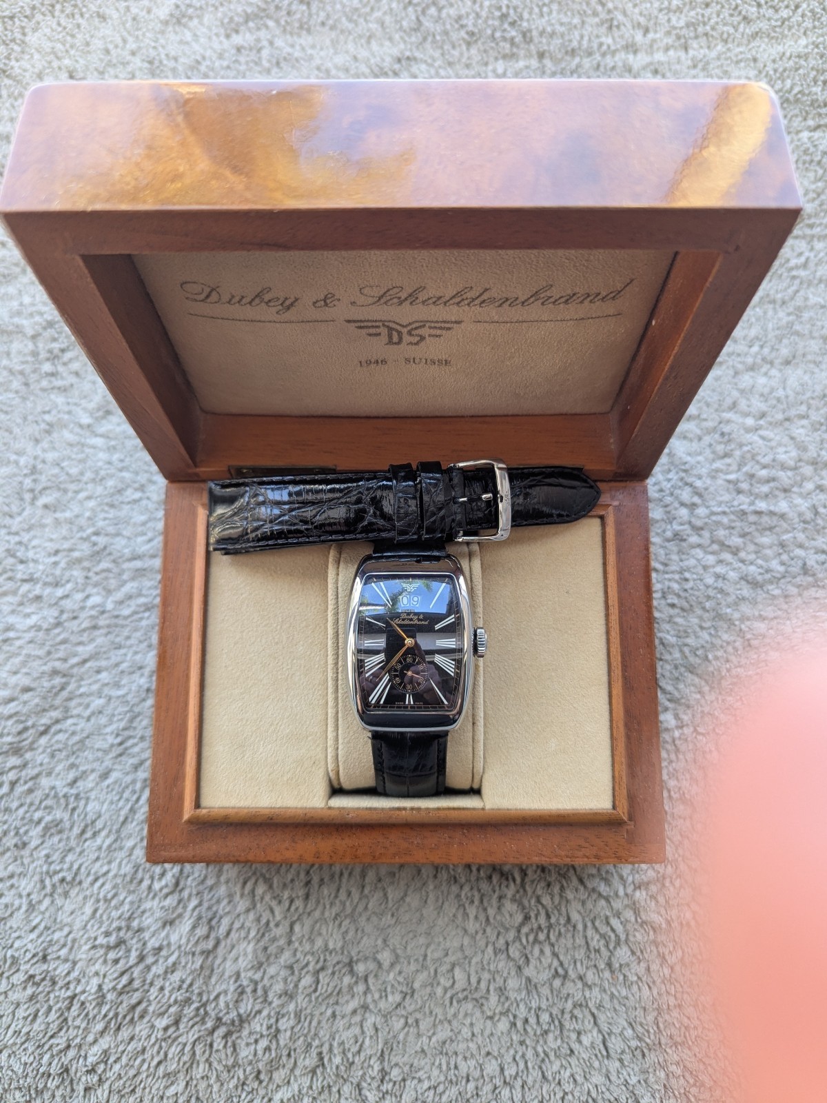 Dubey & Schaldenbrand Aerodyn Date Steel Men’s Automatic Swiss Watch Black Dial