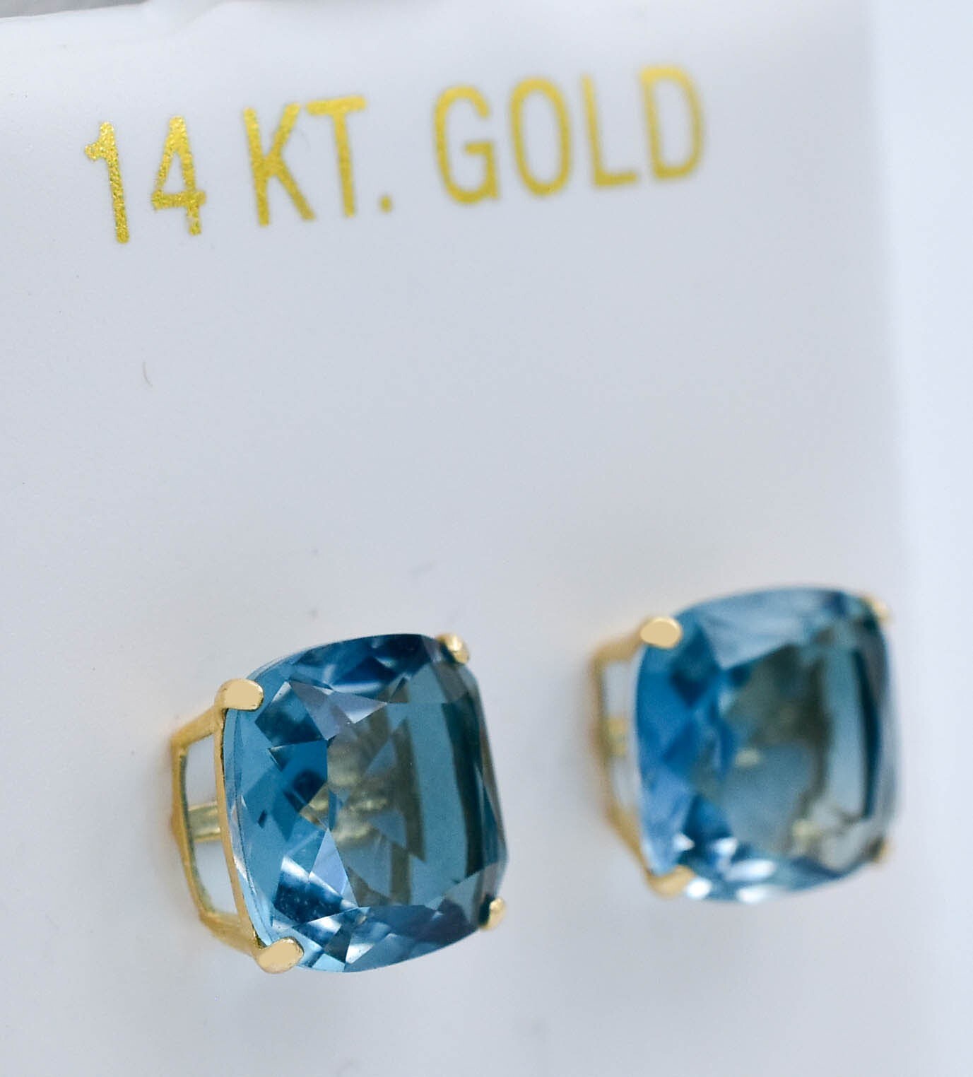 GENUINE 6.68 Ct BLUE ZIRCON EARRINGS 14k GOLD – Free Certificate Appraisal – NWT