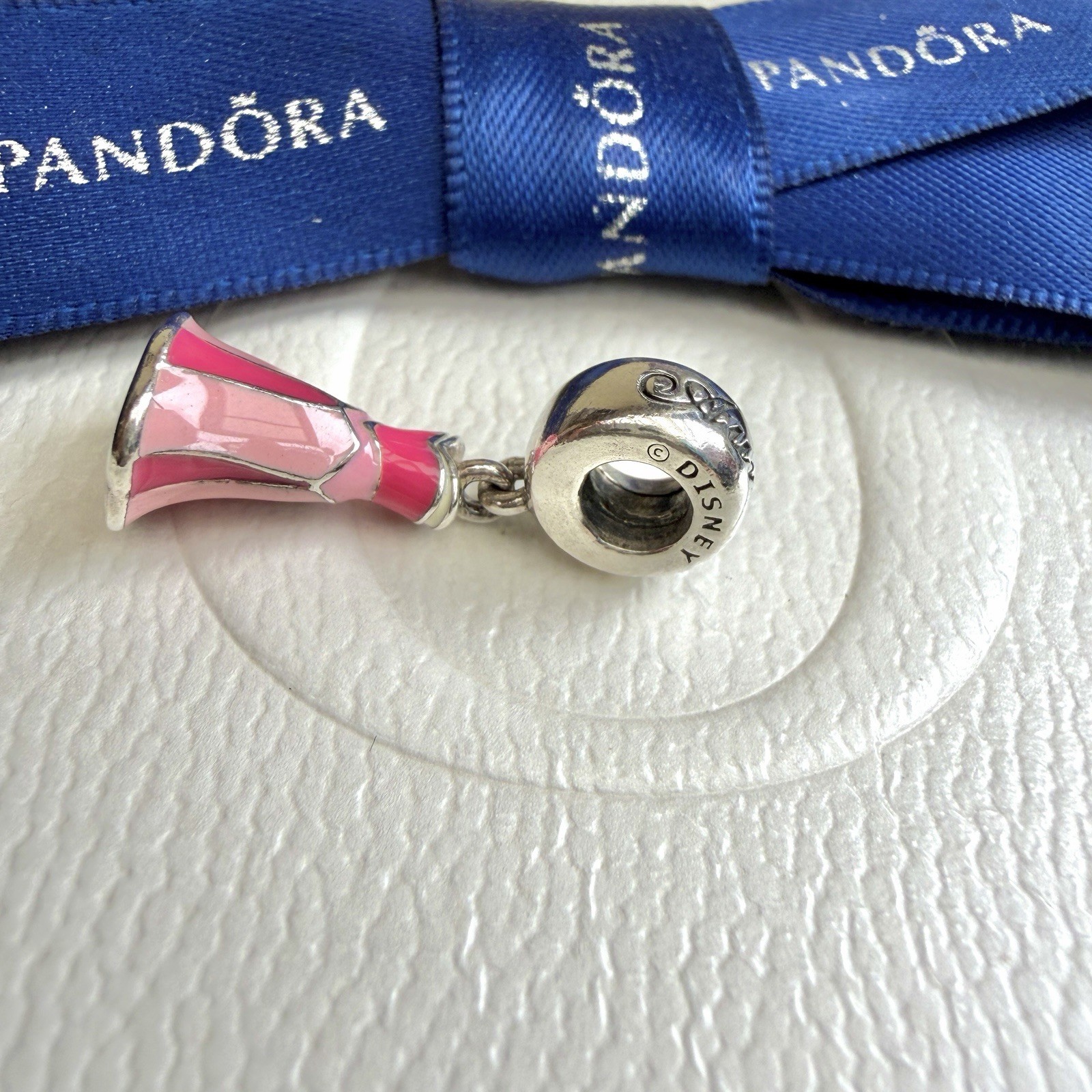 Authentic Pandora Silver Disney Aurora’s Dress Pink Enamel Charm #791921ENMX