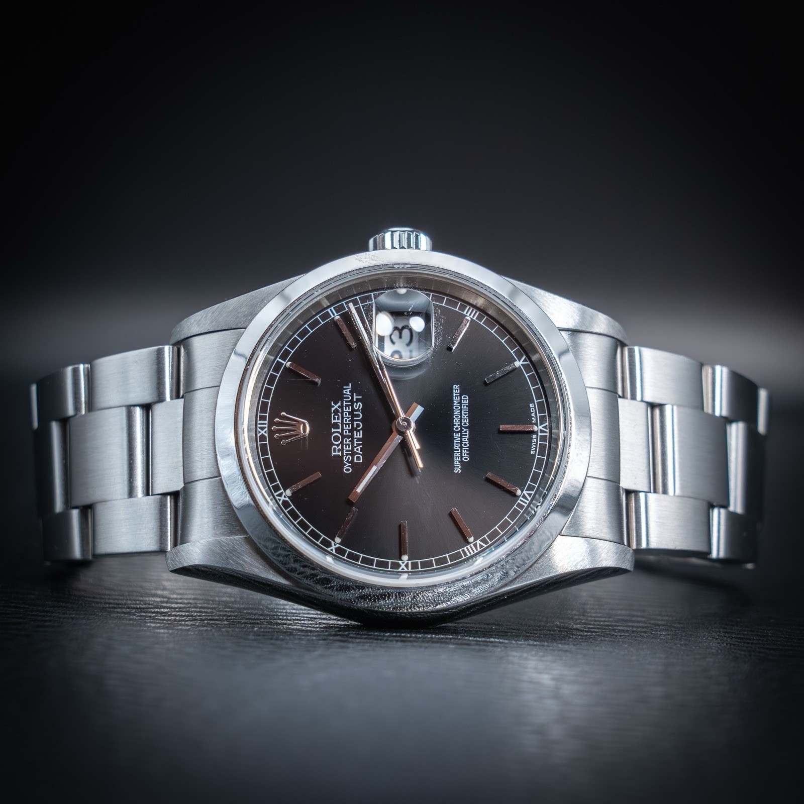 Rolex Date Just ref. 16200 Steel Quadr. Black Box and Warranty