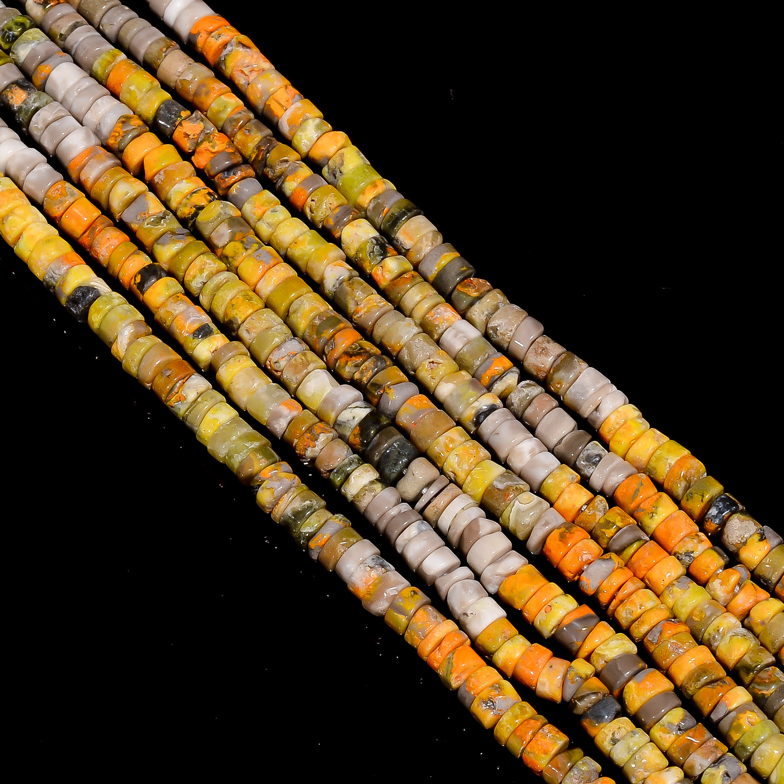 Bumble Bee Jasper Gemstone Rondelle Shape Smooth Beads 5X5X3 mm Strand 8″ EB-348