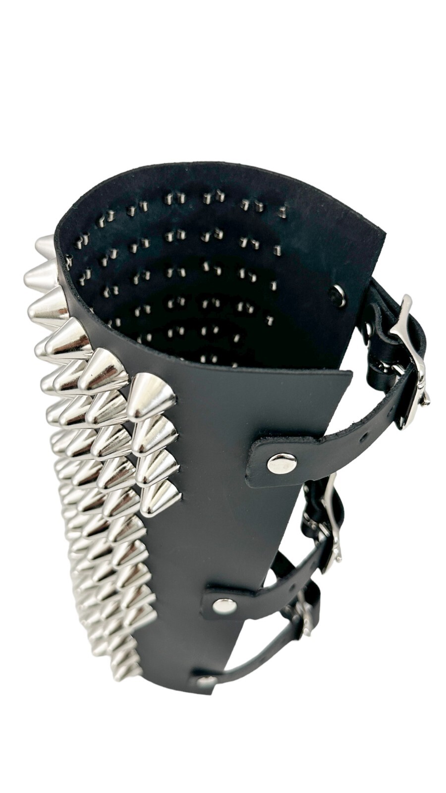 14 Row Round Studded Gauntlet Bracer Genuine Leather Heavy Metal By Funkplus