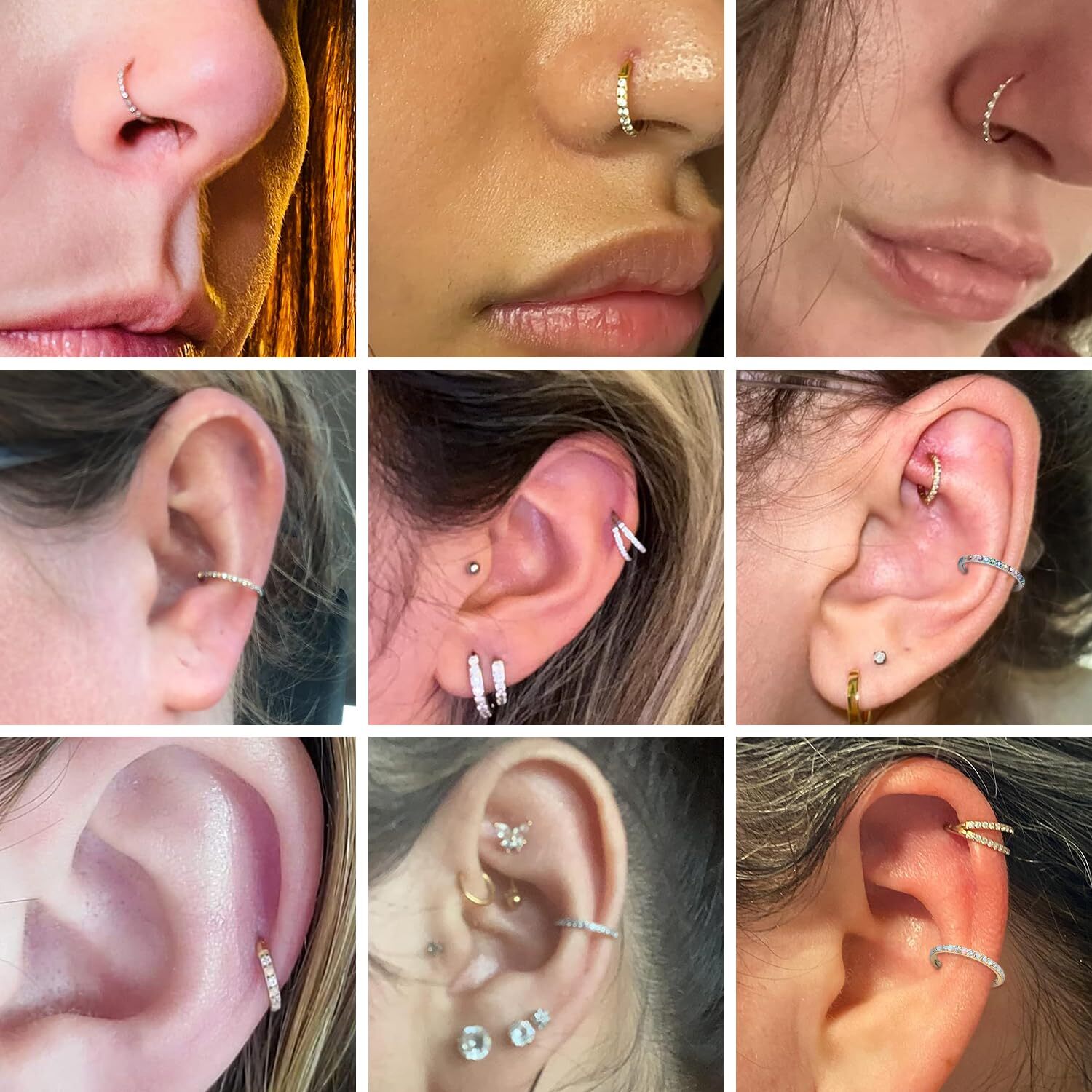 1 Pc Stainless Steel Nose Ring CZ Cartilage Tragus Helix Earring Septum Piercing