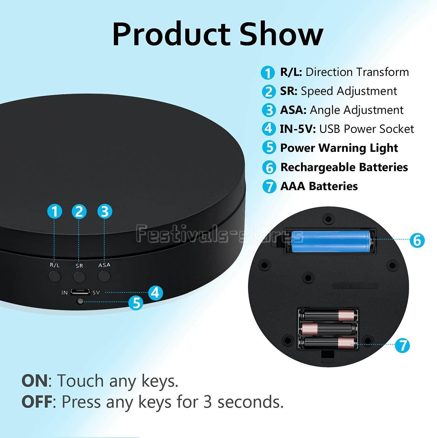 360° Electric Motorized Rotating Display Stand Jewelry Photography Show Holder