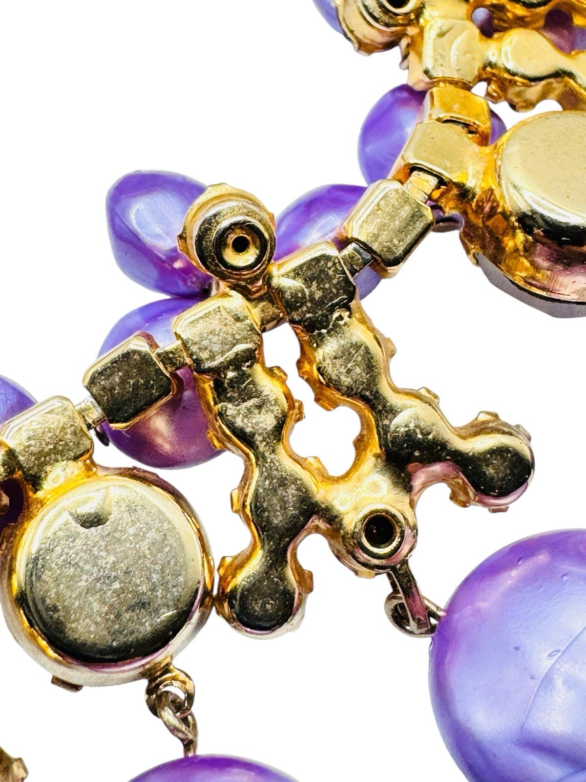 Vintage Juliana D&E Purple Rhinestone Pearl Necklace Earrings Set Book Piece
