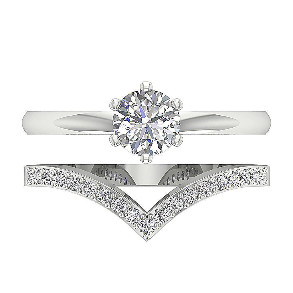 I1 G 1.10 Ct Natural Diamond 14k White Gold 11.00MM Bridal Anniversary Ring Set
