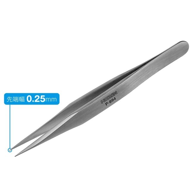 HOZAN [ Tweezers Standard Thick Straight type : P-894 ] Tip 0.25mm