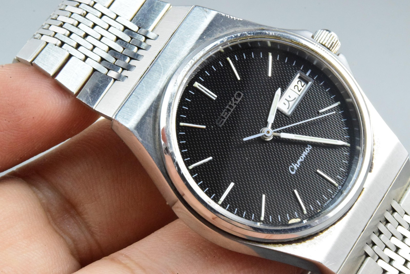 Vintage watch Seiko Chronos 5H23-7D20 Black Men Quartz Round 38mm