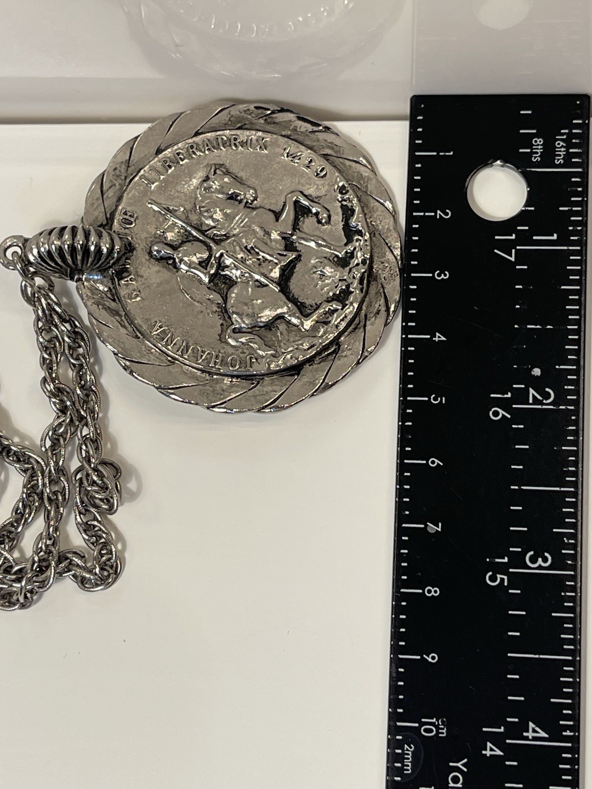 Accessocraft NYC Silver tone Medallion Johanna Gallice Liberatrix 1429 Necklace
