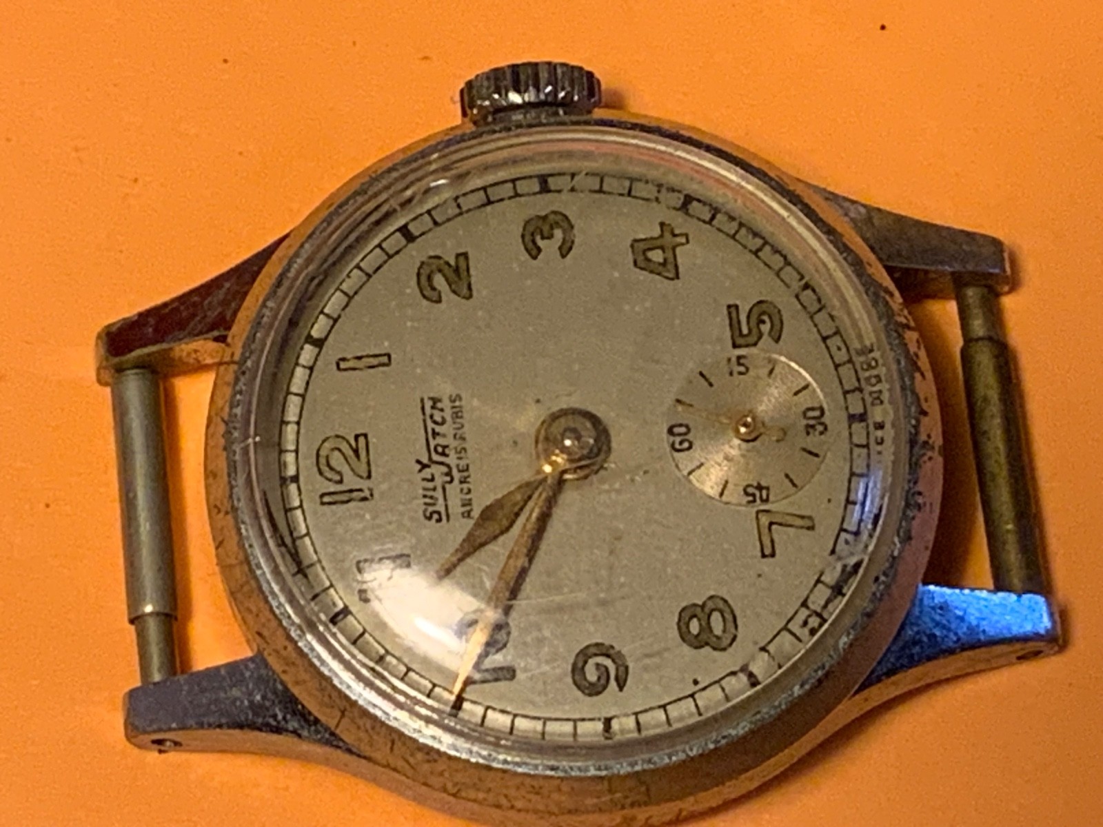 sully watch swiss made fond acier inoxydable 0669 ANCRE 15 RUBIS & baby handRARE