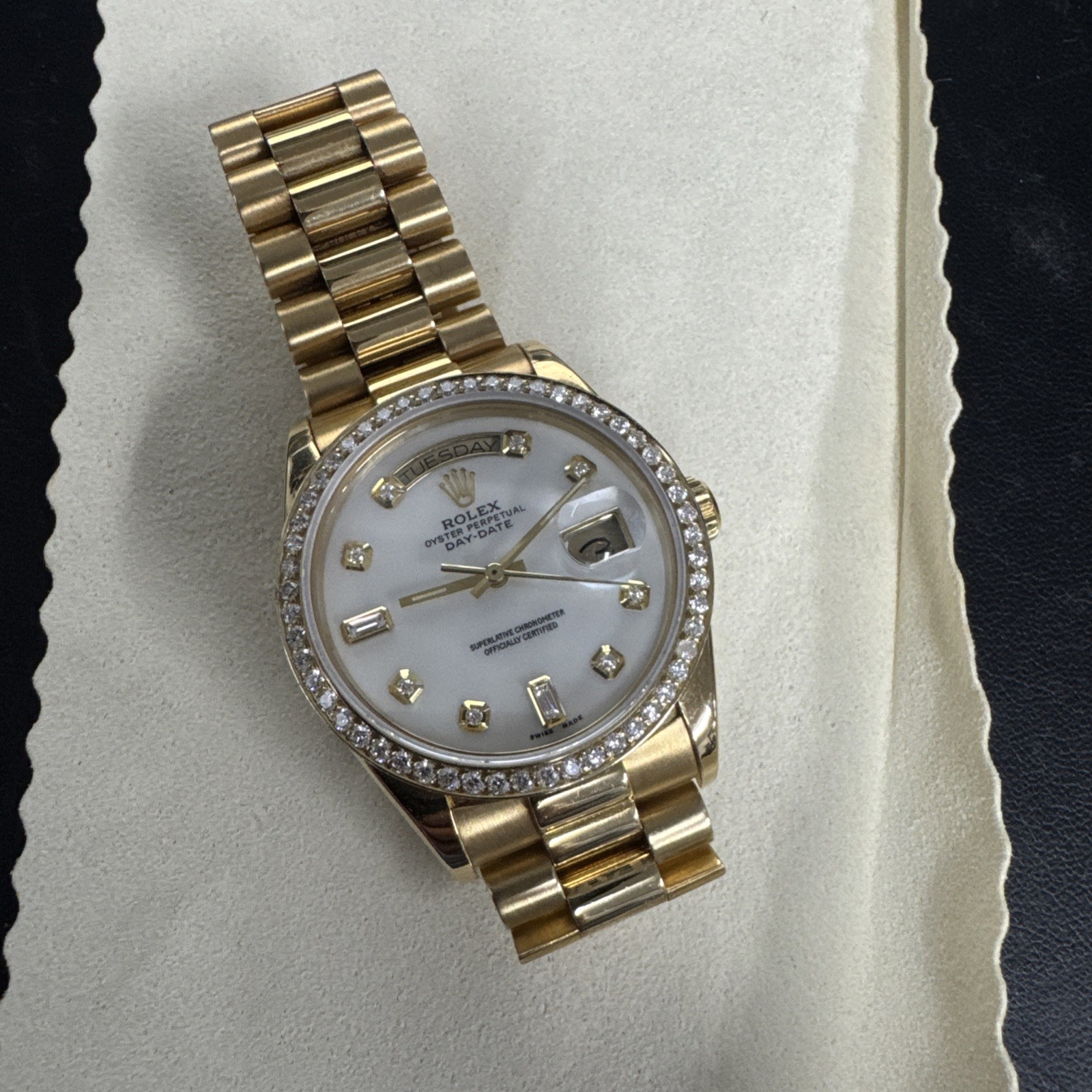 Rolex Day-Date 36mm MOP Diamond Dial Watch Ref# 18048