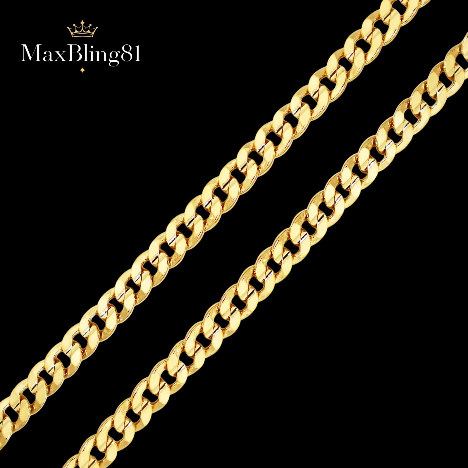 AAA+ Premium Brass 14K Stamped Gold plated 4~10mm 20″ ~ 30″ Cuban Chain Necklace