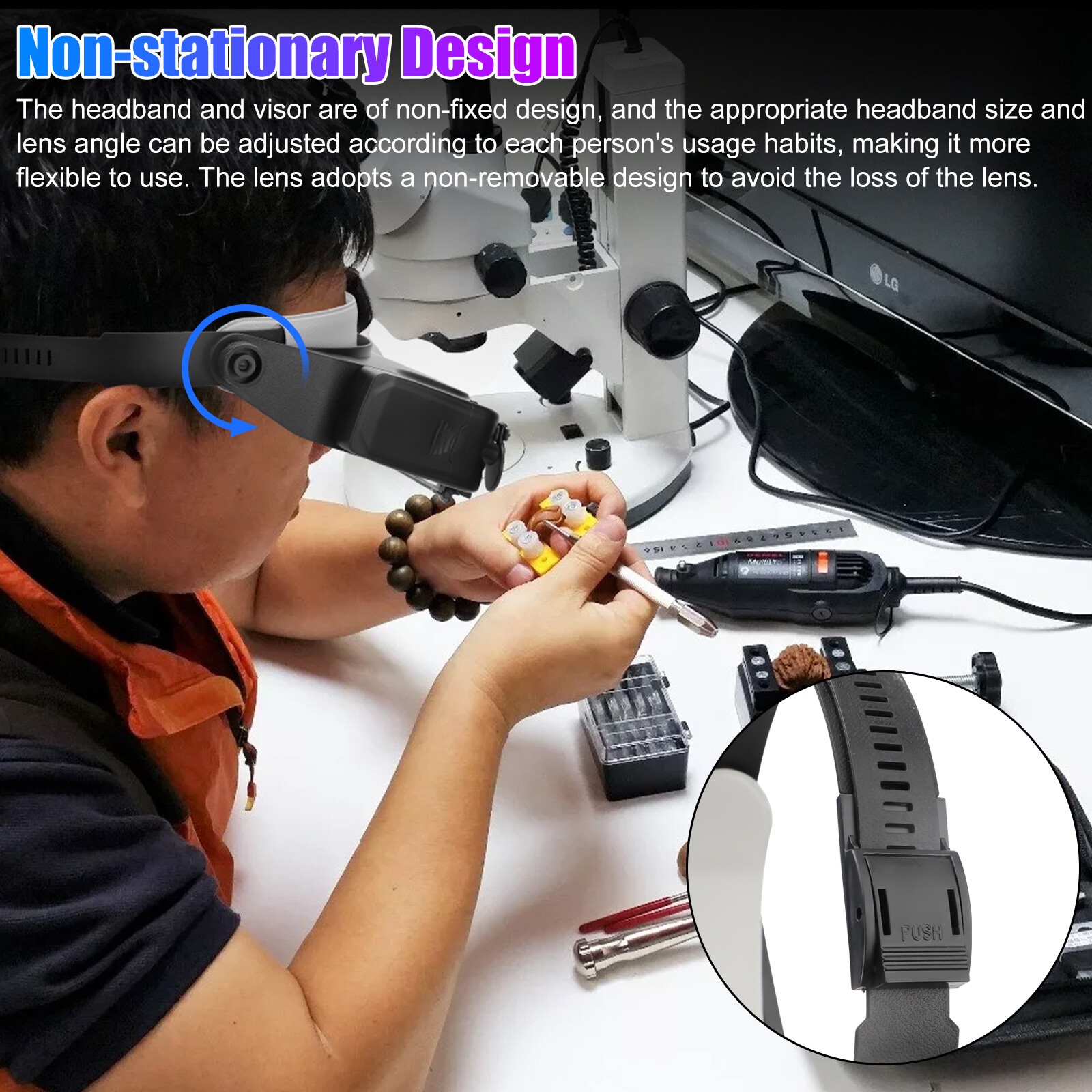 Headband Head Magnifier 2 LED Light Visor Jeweler Watch Repair Magnifying Glass