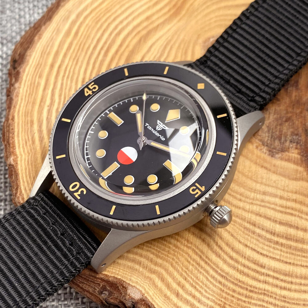 40mm Retro Tandorio Black Dial Miyota NH35A PT5000 Automatic Mens Wrist Watch